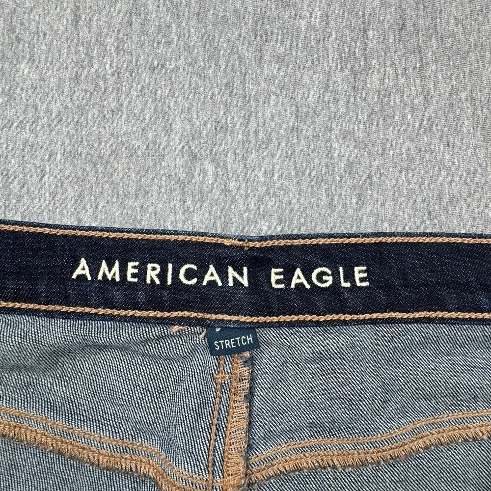 American Eagle‎ Womens Jeans Barrel Sz 18 Fit 40x28 Blue Dark Wash Denim Stretch